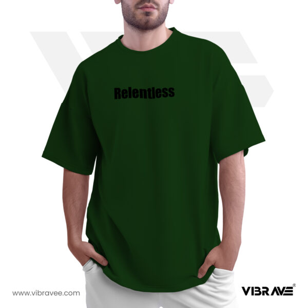 Relentless printed olive green oversized tshirts vibrave essential collection