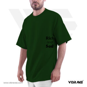 Olive green oversized tshirt printed front side oversized and unisex