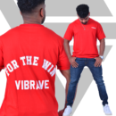 red colour oversized tee wearing boy printed red colour tshirt for the win unisex tshirt